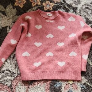 Adora Pink and White Heart Sweater